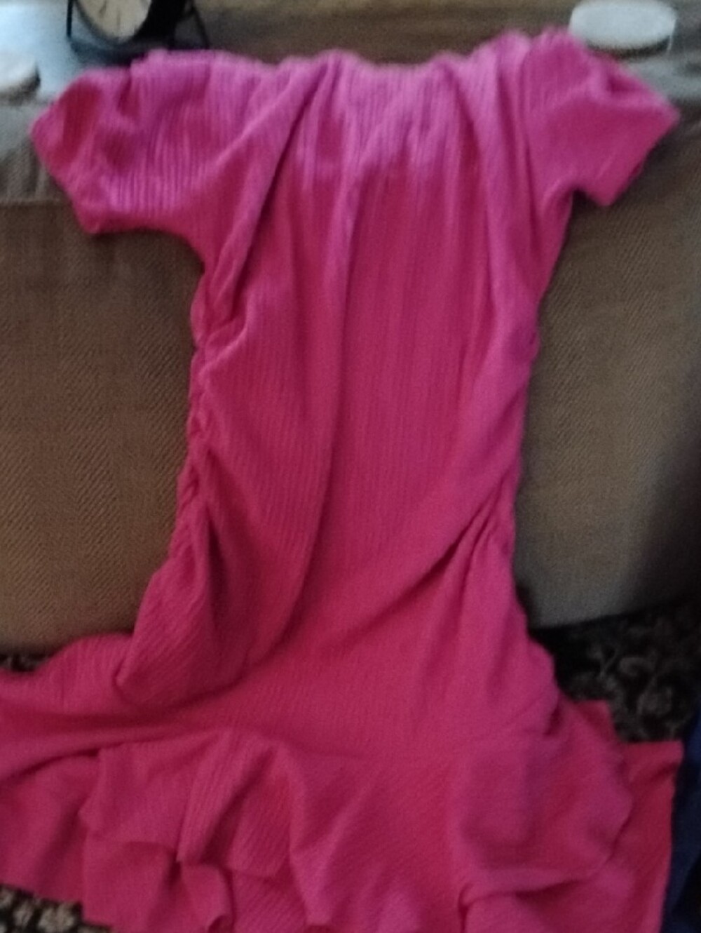 Womens Pink Ruffle Hem Knit Dress - Picture 2 of 7